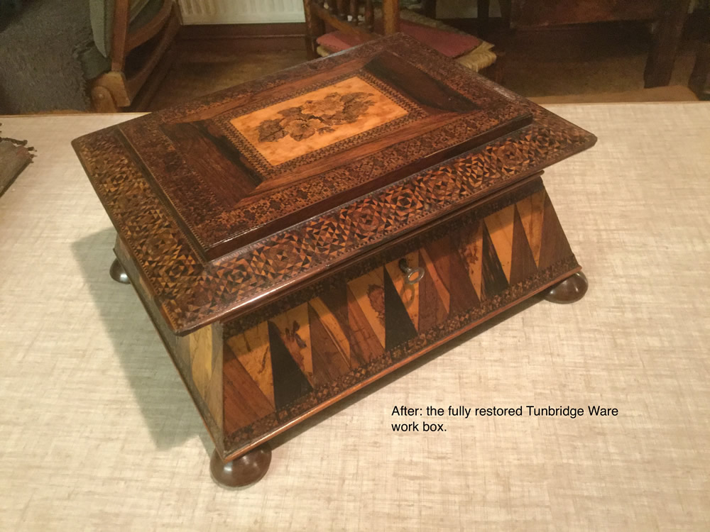 The fully restored Tunbridge Ware box